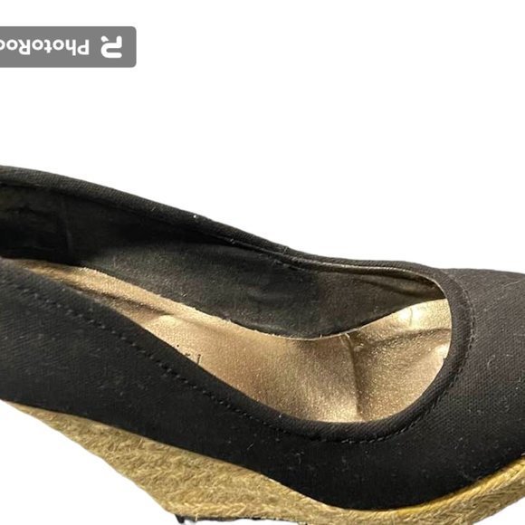 Madden Girl Wedges Black Chunky Shoes Espadrilles - Fabric Material - size 8.5 - Picture 14 of 16